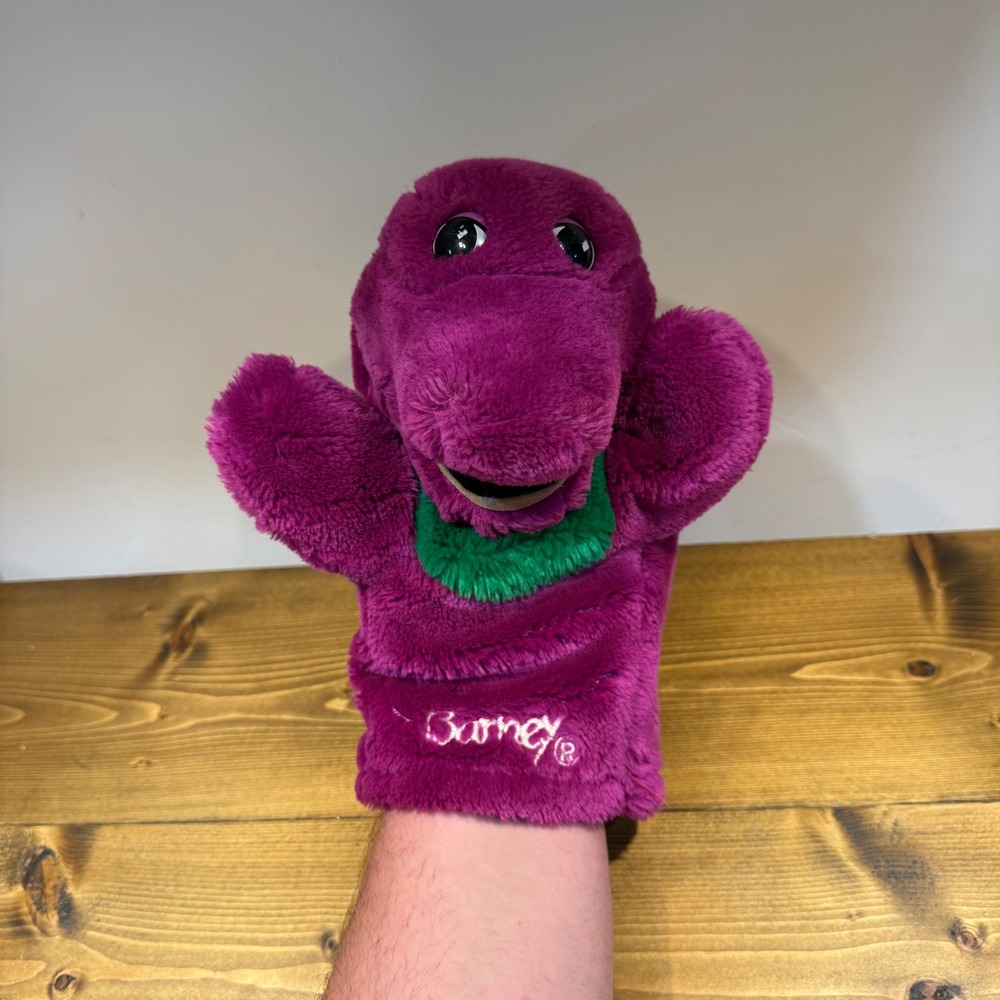 Vintage Barney the Dinosaur Plush Hand Puppet Lyons Purple Dinosaur Kids